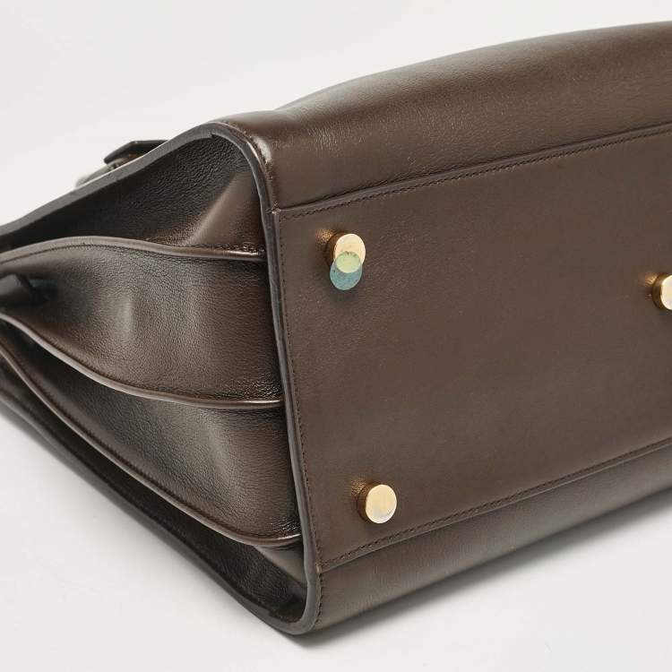 Pre Owned Saint Laurent Dark Brown Leather Small Sac De Jour Tote