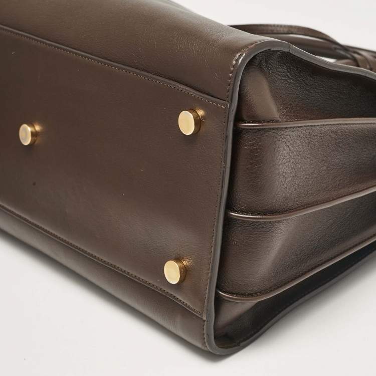 Pre Owned Saint Laurent Dark Brown Leather Small Sac De Jour Tote