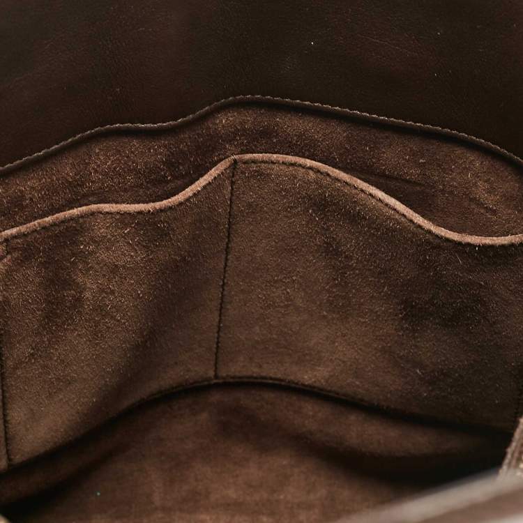 Pre Owned Saint Laurent Dark Brown Leather Small Sac De Jour Tote