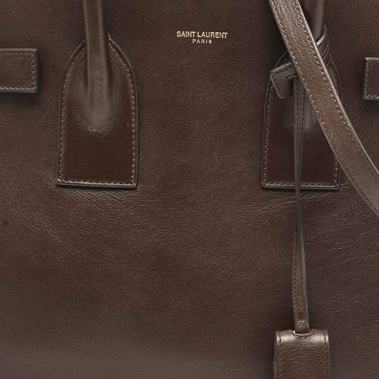 Pre Owned Saint Laurent Dark Brown Leather Small Sac De Jour Tote