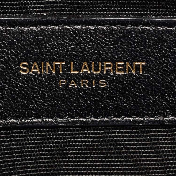Pre Owned Saint Laurent Black Chevron Leather Cassandre Chain Tote