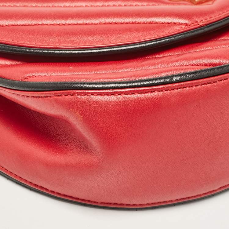 Pre Owned Saint Laurent Red Matelassé Leather Bubble Flap Crossbody Bag