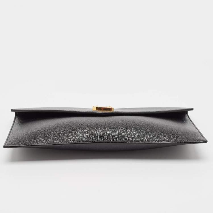 مملوكة مسبقًا Saint Laurent Black Leather Uptown Pouch 