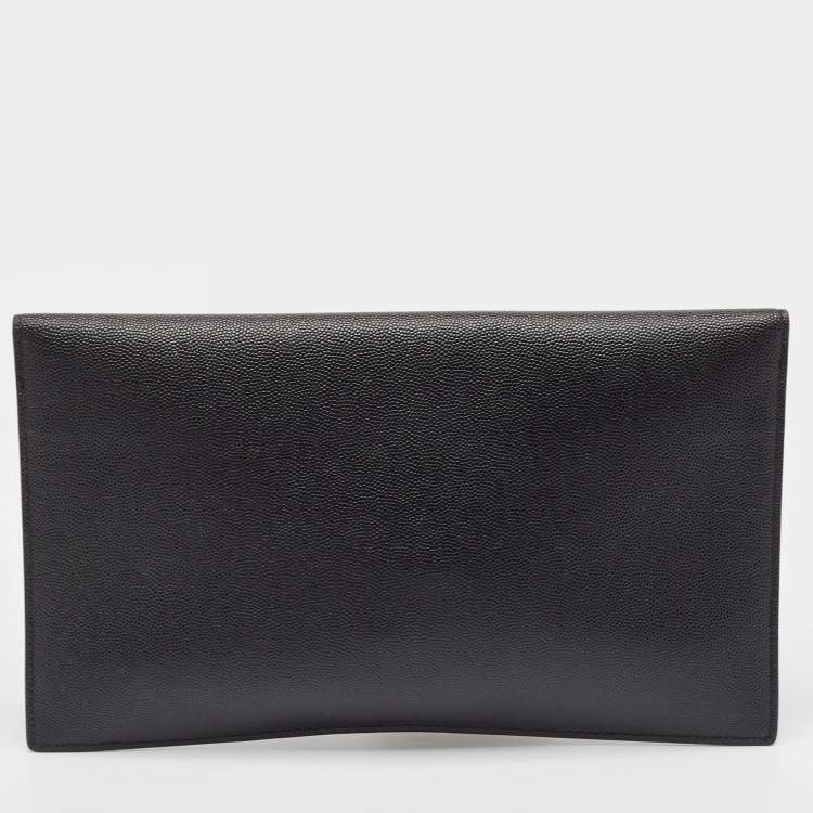 مملوكة مسبقًا Saint Laurent Black Leather Uptown Pouch 