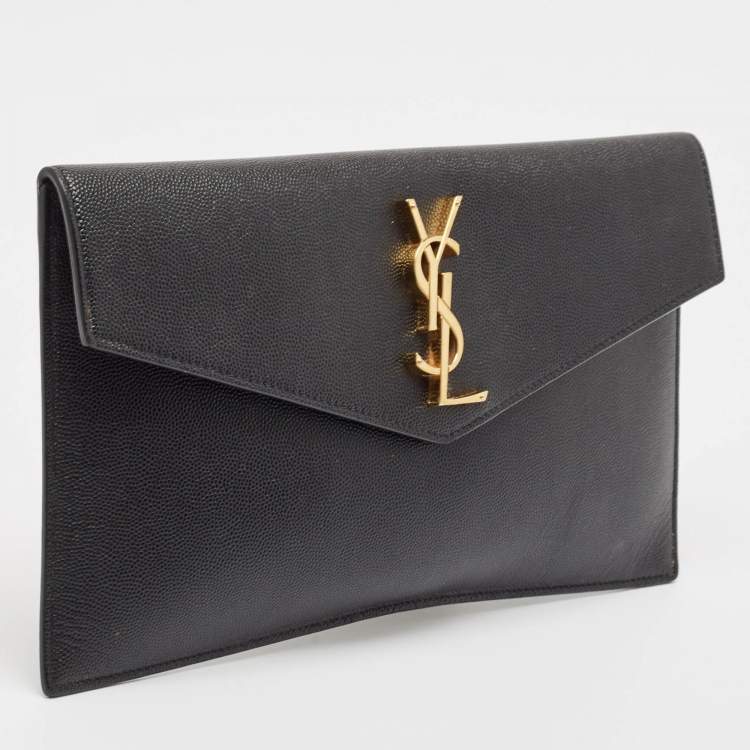 مملوكة مسبقًا Saint Laurent Black Leather Uptown Pouch 