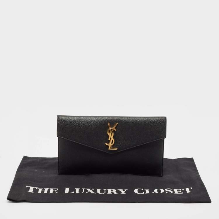 مملوكة مسبقًا Saint Laurent Black Leather Uptown Pouch 