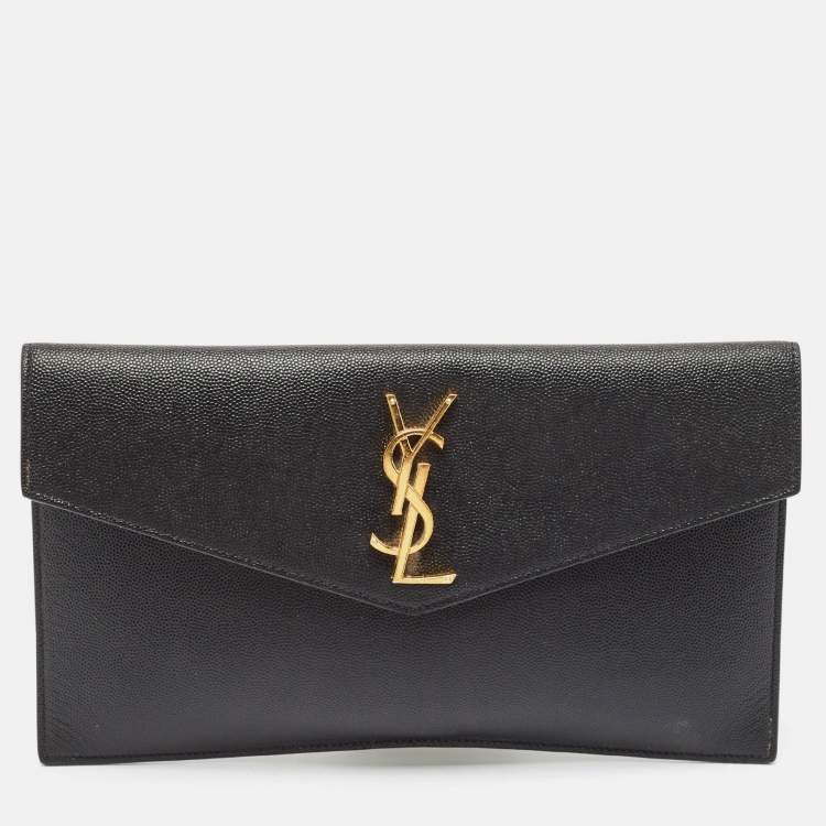 مملوكة مسبقًا Saint Laurent Black Leather Uptown Pouch 