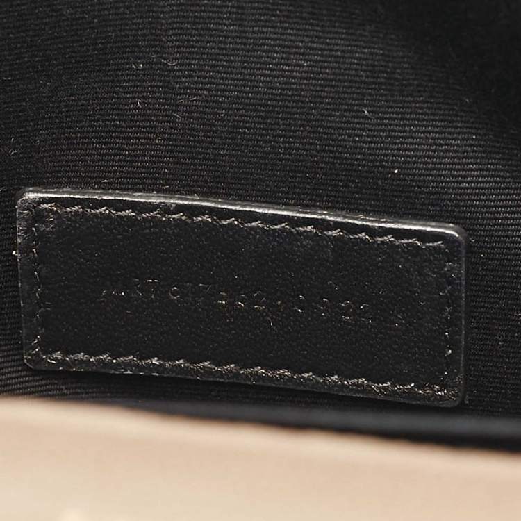 Pre Owned Saint Laurent Beige Matelasse Leather Cassandre Wristlet Pouch