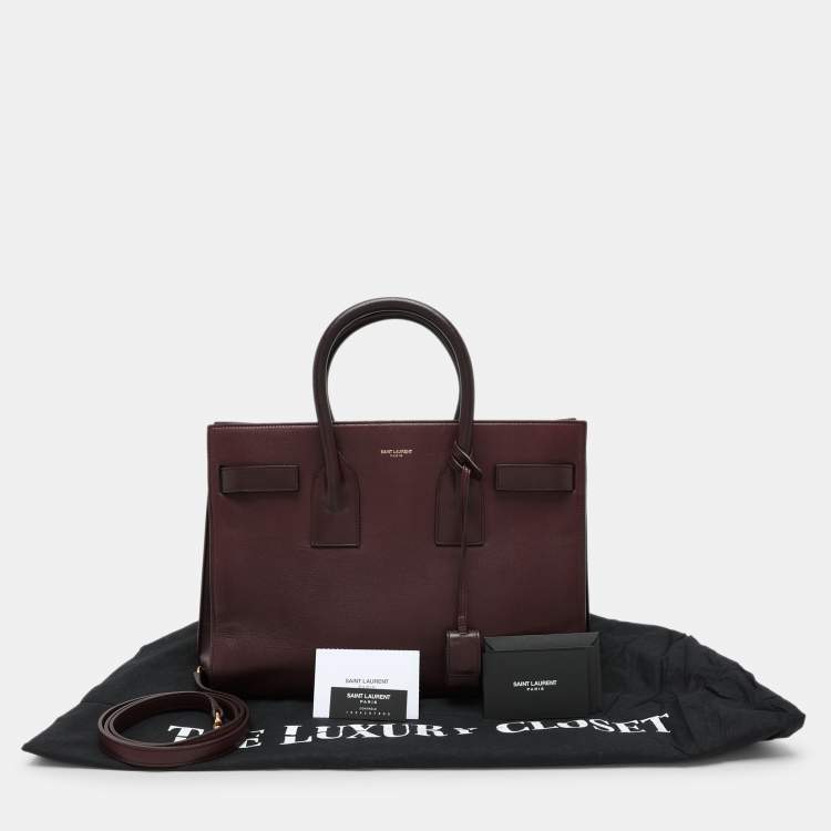 Pre Owned Saint Laurent Burgundy Leather Small Classic Sac De Jour Tote