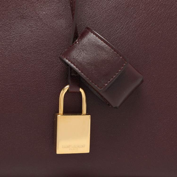 Pre Owned Saint Laurent Burgundy Leather Small Classic Sac De Jour Tote