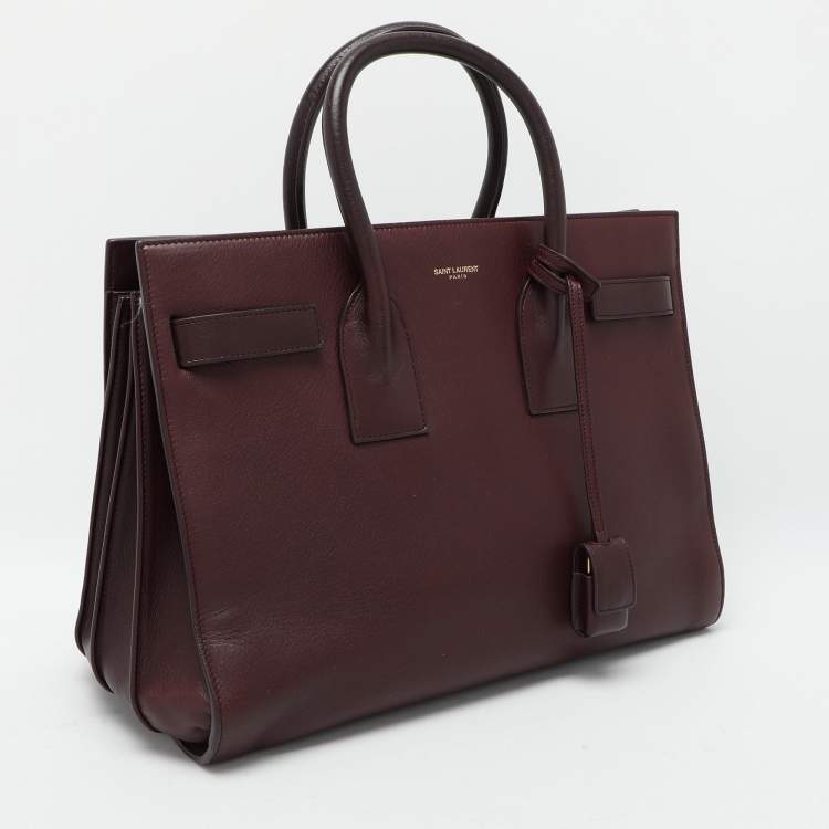 Pre Owned Saint Laurent Burgundy Leather Small Classic Sac De Jour Tote