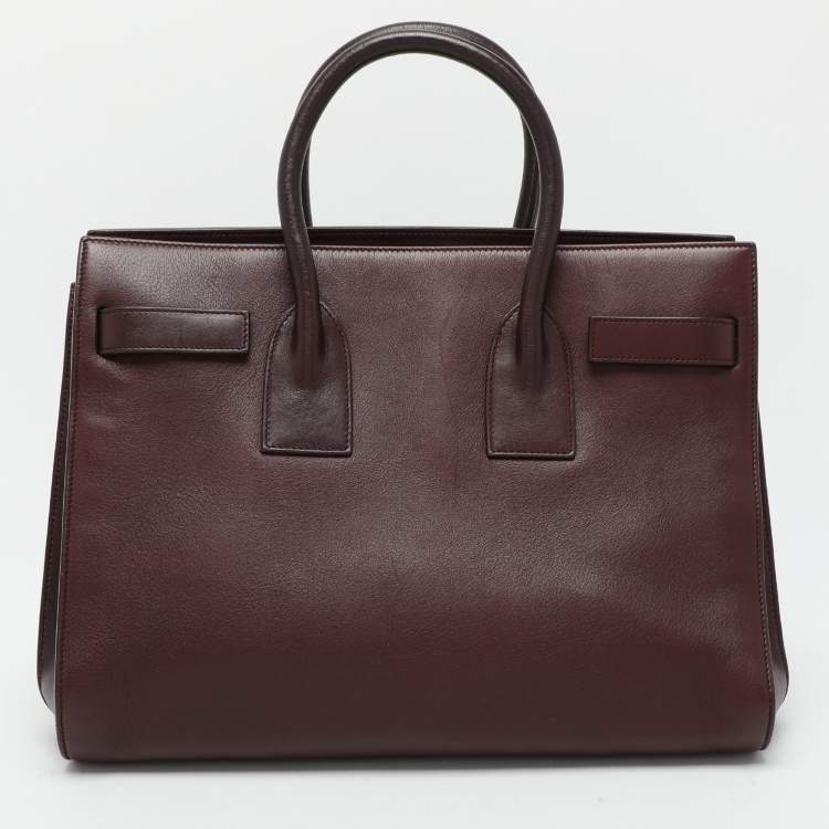 Pre Owned Saint Laurent Burgundy Leather Small Classic Sac De Jour Tote