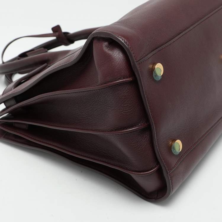 Pre Owned Saint Laurent Burgundy Leather Small Classic Sac De Jour Tote