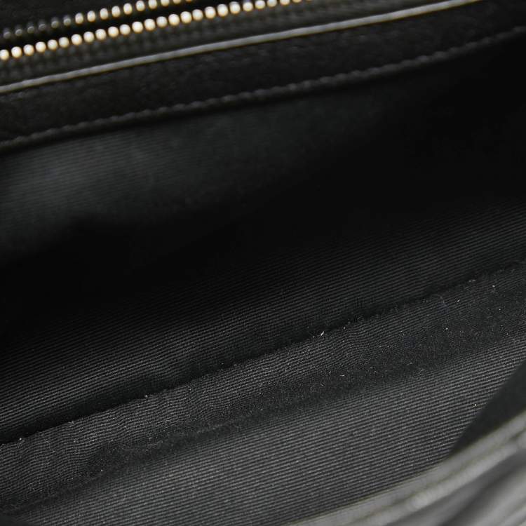 Pre Owned Saint Laurent Black Matelassé Leather Medium College Top Handle Bag