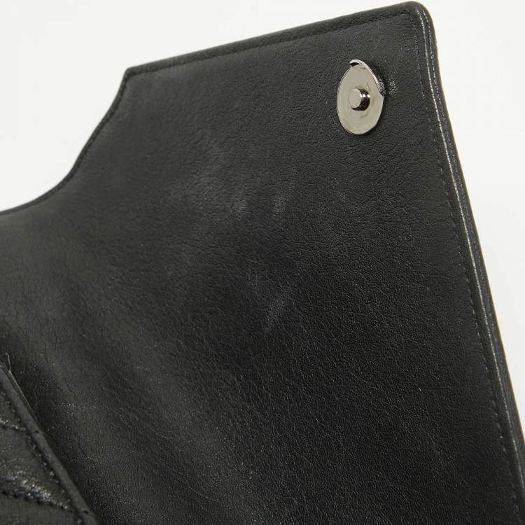 Pre Owned Saint Laurent Black Matelassé Leather Medium College Top Handle Bag