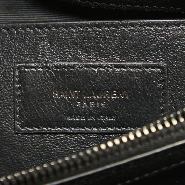 Pre Owned Saint Laurent Black Matelassé Leather Medium College Top Handle Bag