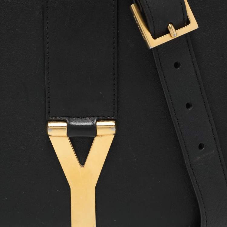 Pre Owned Saint Laurent Black Leather Y-Ligne Shoulder Bag