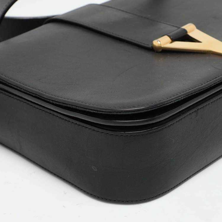 Pre Owned Saint Laurent Black Leather Y-Ligne Shoulder Bag