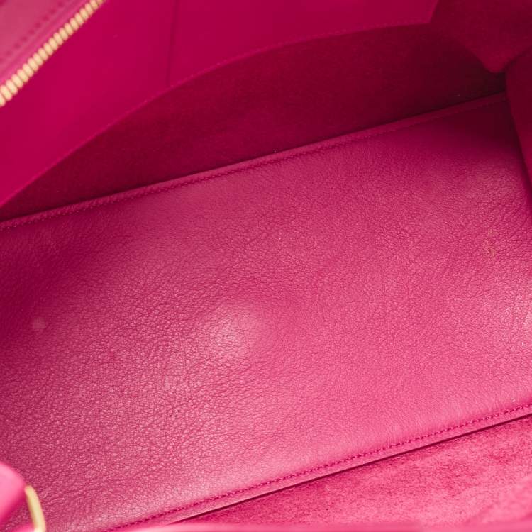 Pre Owned Saint Laurent Magenta Leather Small Ligne Y Cabas Chyc Tote