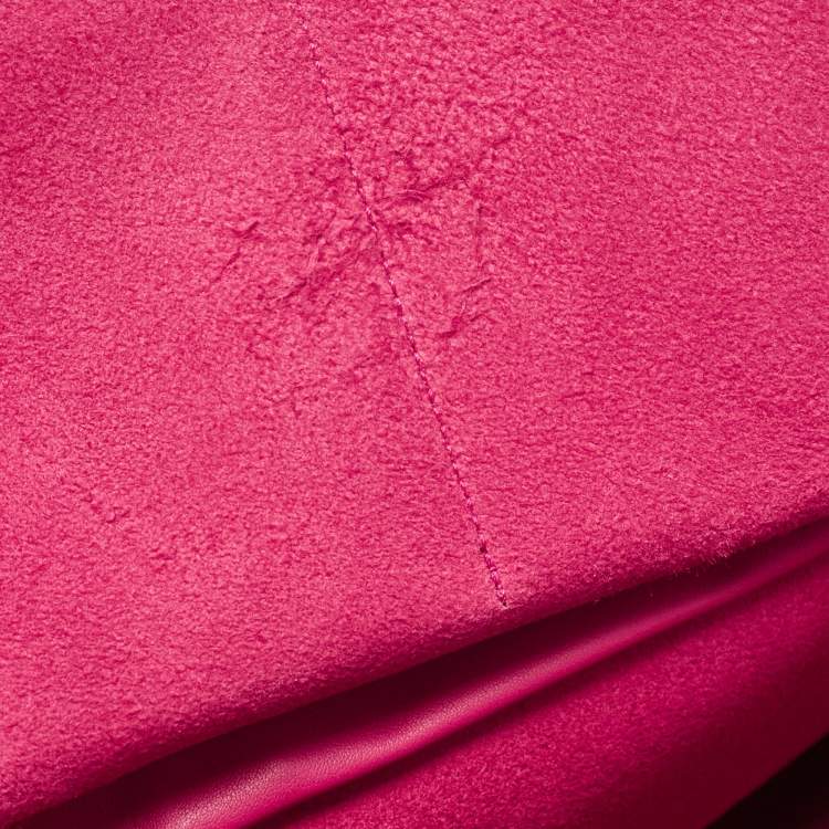 Pre Owned Saint Laurent Magenta Leather Small Ligne Y Cabas Chyc Tote