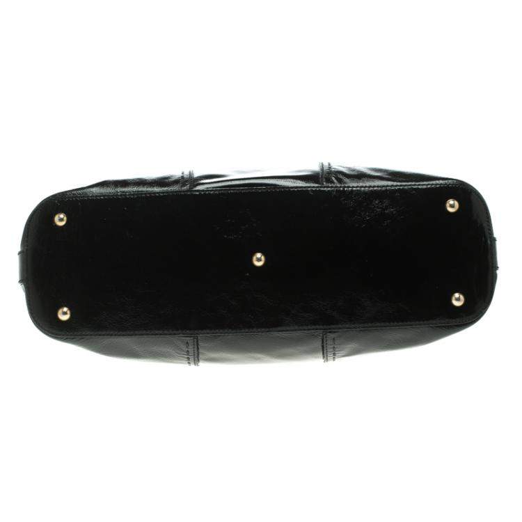 Pre Owned Saint Laurent Paris Black Patent Leather Large Muse Tote