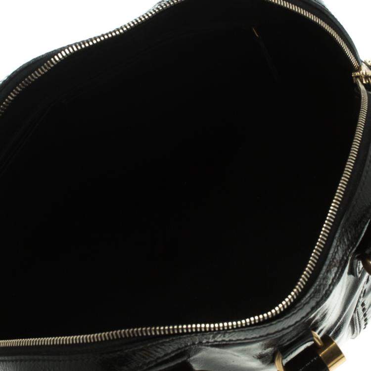 Pre Owned Saint Laurent Paris Black Patent Leather Large Muse Tote