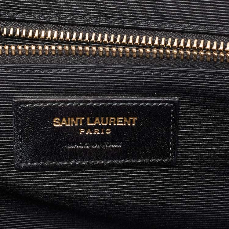Pre Owned Saint Laurent Green Matelasse Leather Large Monogram Envelope Shoulder Bag