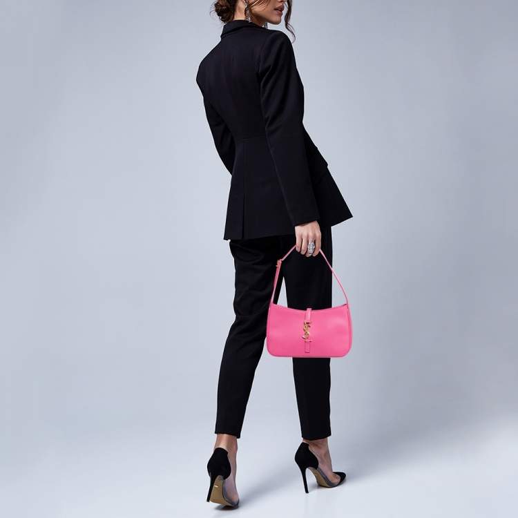 Pre Owned Saint Laurent Pink Leather LE 5 À 7 Shoulder Bag