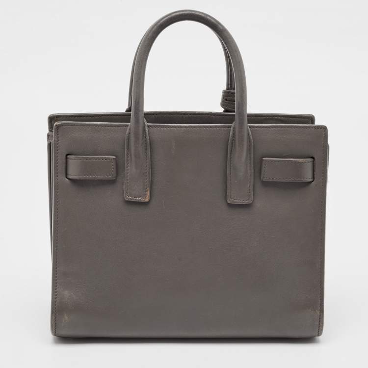 Pre Owned Saint Laurent Grey Leather Nano Classic Sac De Jour Tote
