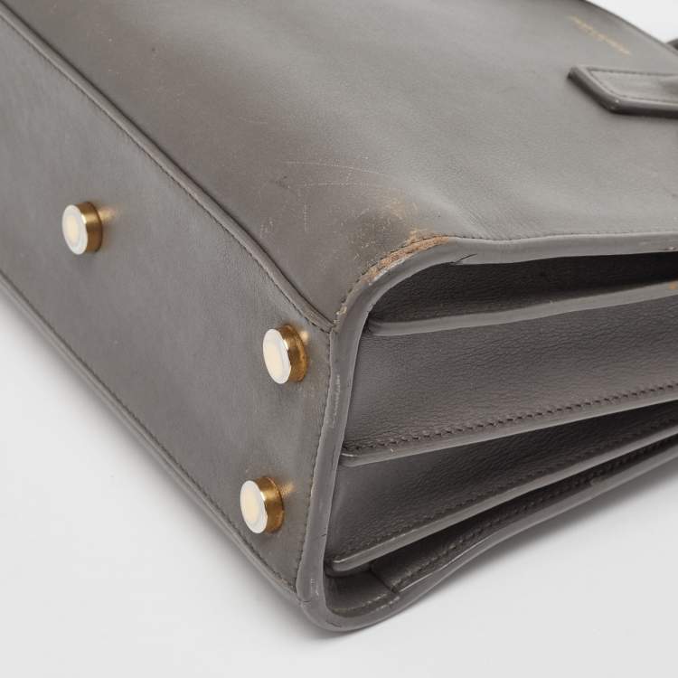 Pre Owned Saint Laurent Grey Leather Nano Classic Sac De Jour Tote