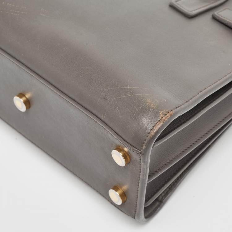 Pre Owned Saint Laurent Grey Leather Nano Classic Sac De Jour Tote