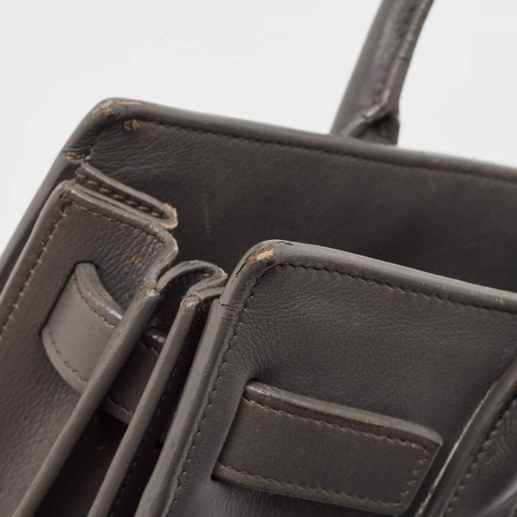 Pre Owned Saint Laurent Grey Leather Nano Classic Sac De Jour Tote