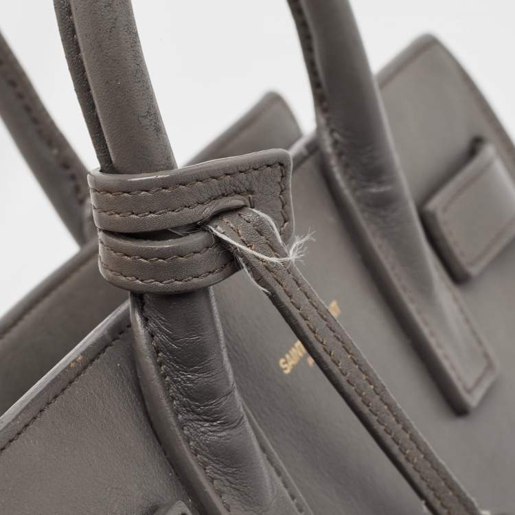 Pre Owned Saint Laurent Grey Leather Nano Classic Sac De Jour Tote