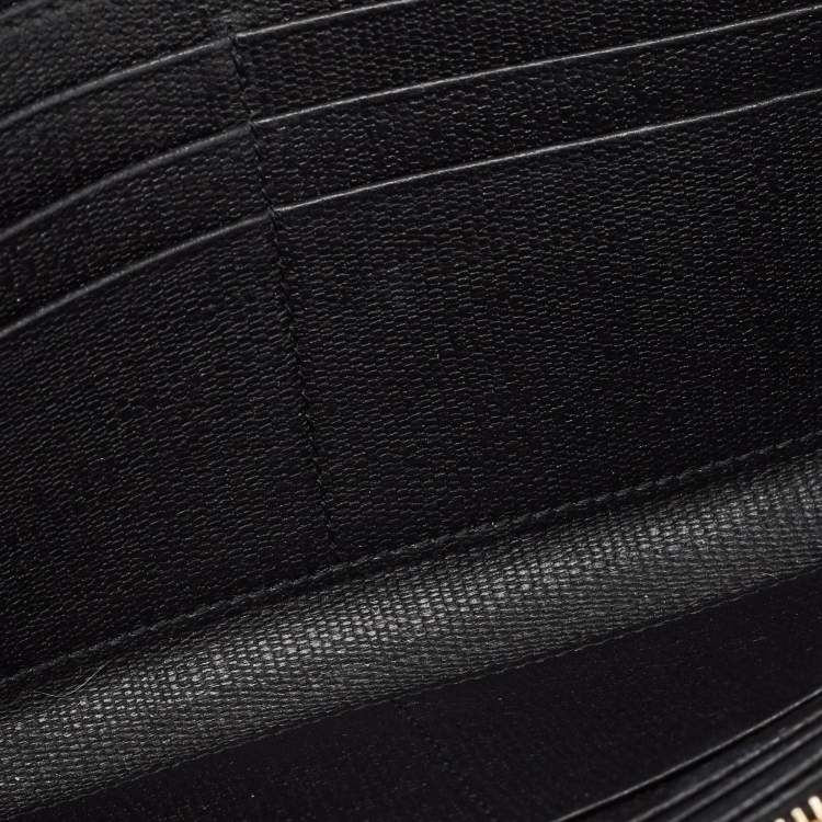 Pre Owned Saint Laurent Black Leather Y Line Flap Continental Wallet