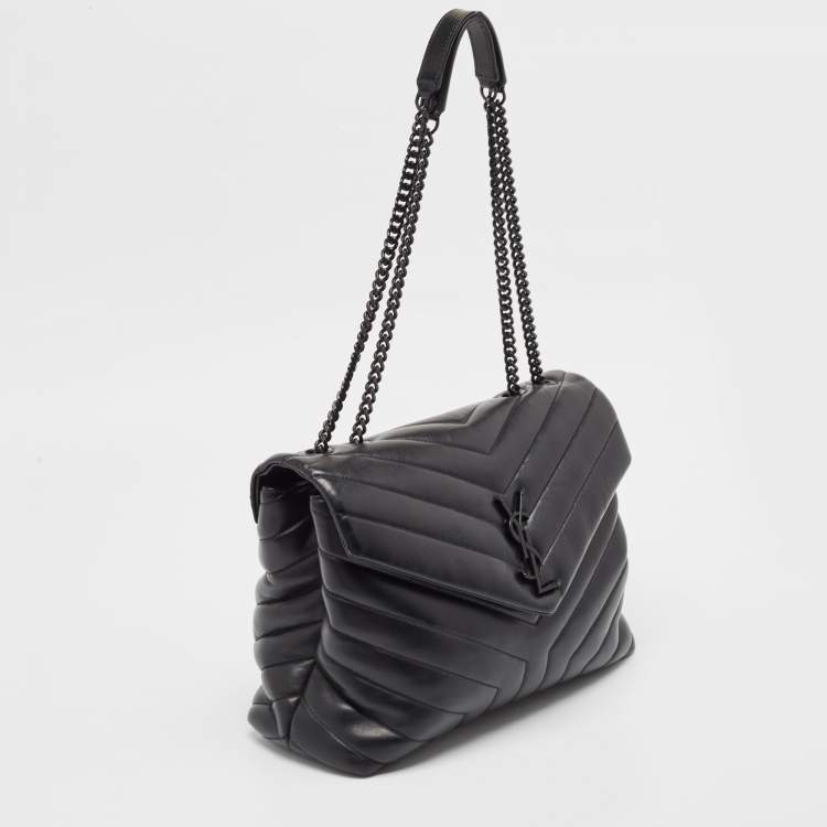 Pre Owned Saint Laurent Matelasse Leather Medium Lou Lou Shoulder Bag