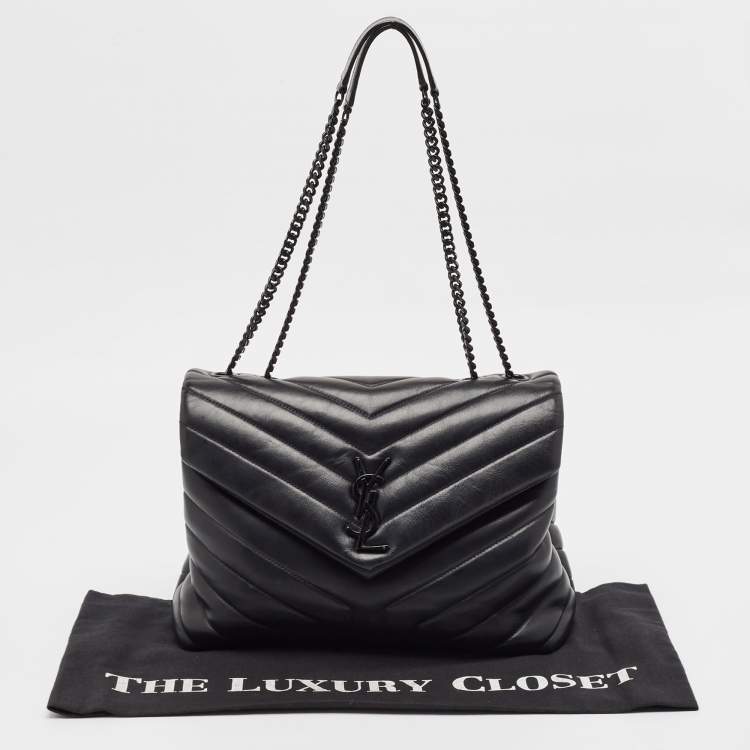 Pre Owned Saint Laurent Matelasse Leather Medium Lou Lou Shoulder Bag