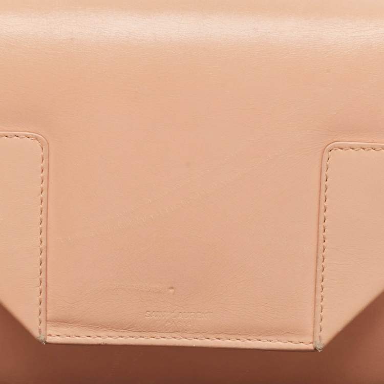 Pre Owned Saint Laurent Peach Leather Betty Flap Bag
