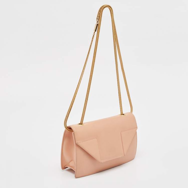 Pre Owned Saint Laurent Peach Leather Betty Flap Bag