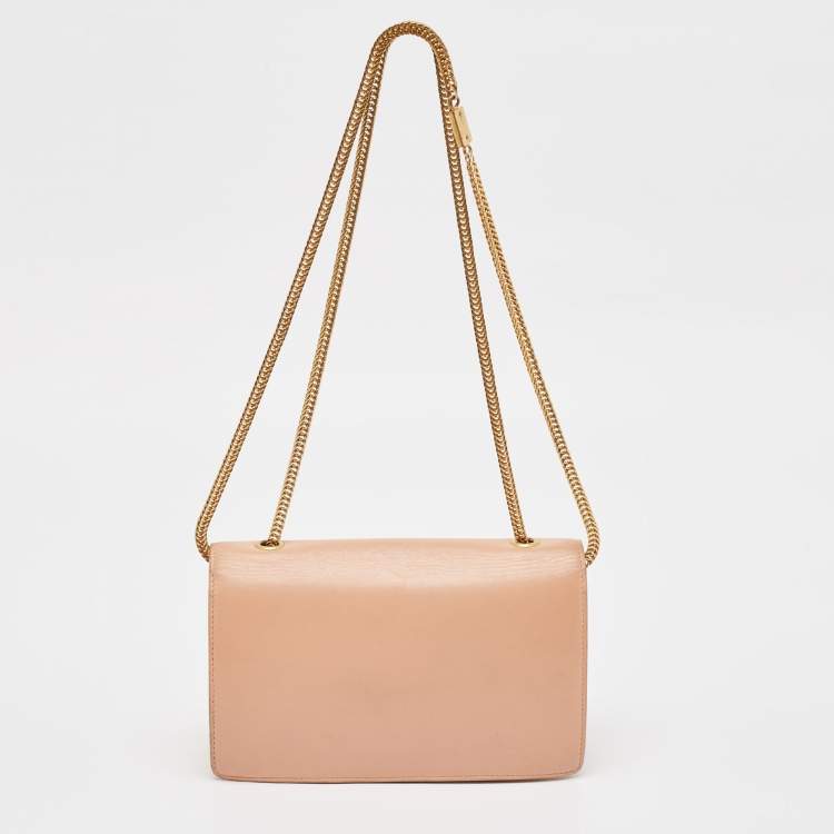 Pre Owned Saint Laurent Peach Leather Betty Flap Bag