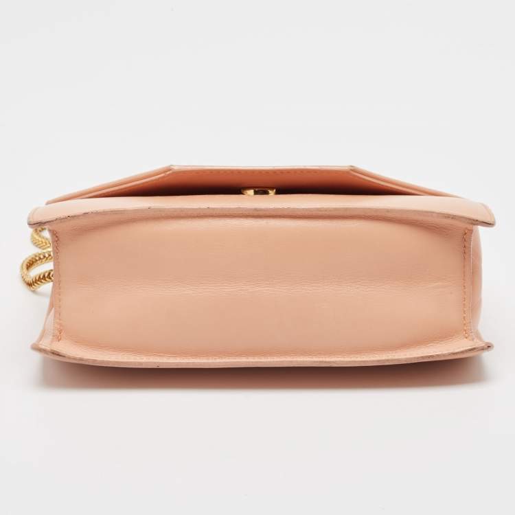 Pre Owned Saint Laurent Peach Leather Betty Flap Bag