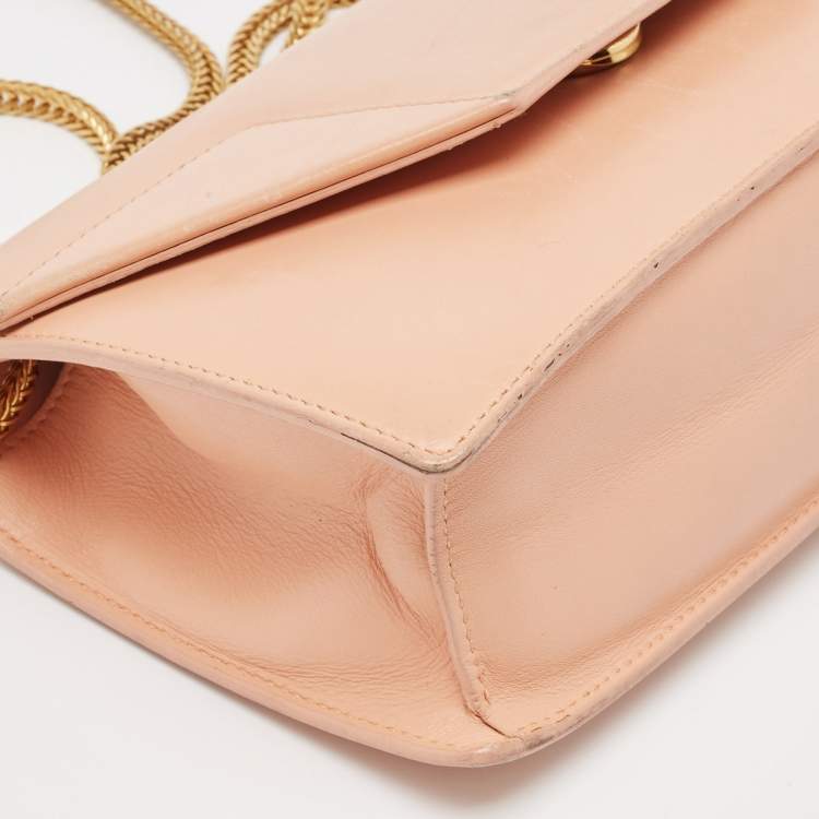 Pre Owned Saint Laurent Peach Leather Betty Flap Bag