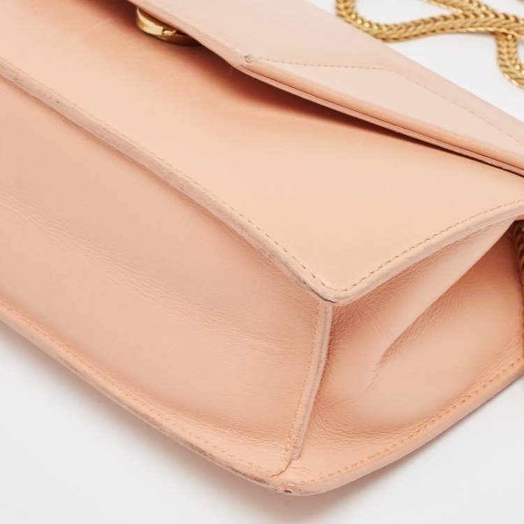 Pre Owned Saint Laurent Peach Leather Betty Flap Bag