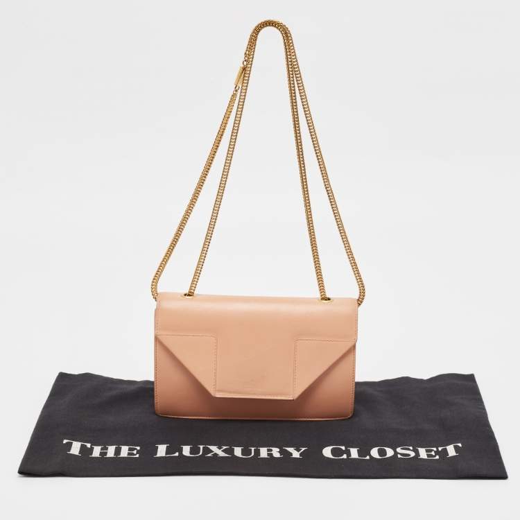 Pre Owned Saint Laurent Peach Leather Betty Flap Bag