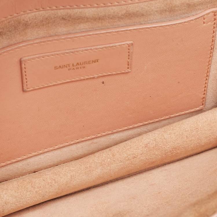 Pre Owned Saint Laurent Peach Leather Betty Flap Bag