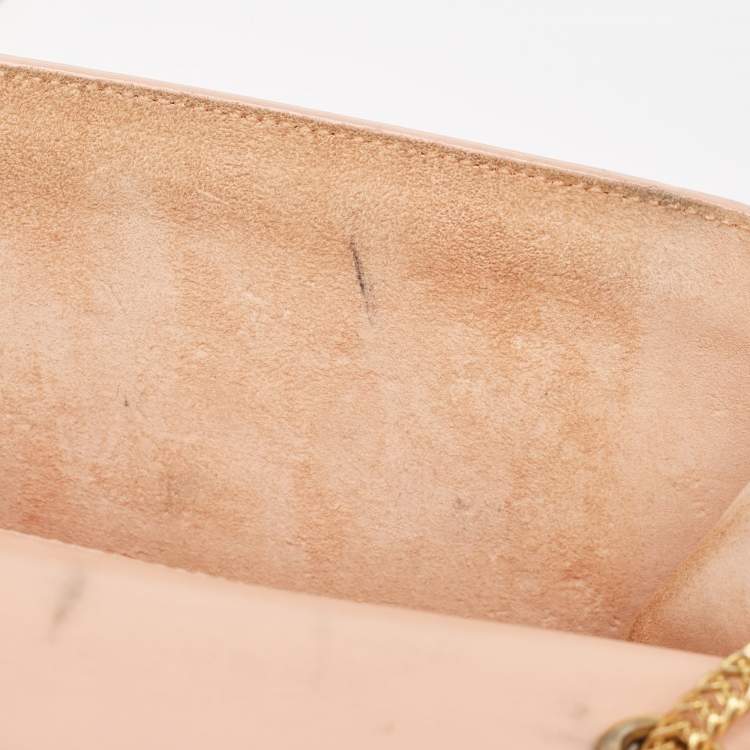 Pre Owned Saint Laurent Peach Leather Betty Flap Bag