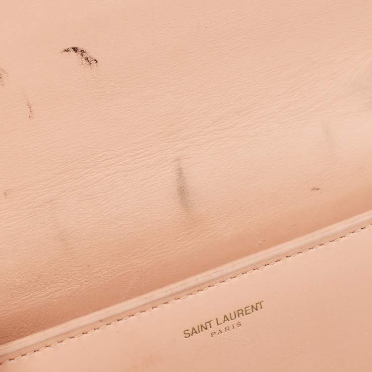Pre Owned Saint Laurent Peach Leather Betty Flap Bag