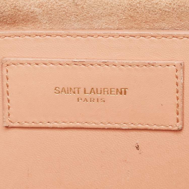Pre Owned Saint Laurent Peach Leather Betty Flap Bag