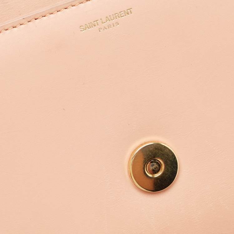Pre Owned Saint Laurent Peach Leather Betty Flap Bag