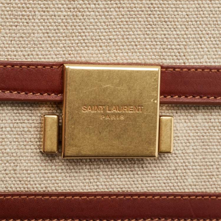 مملوكة مسبقًا Saint Laurent Brown/Beige Canvas Bellechasse Shoulder Bag