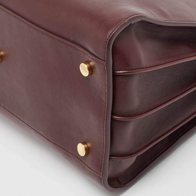 Pre Owned Saint Laurent Burgundy Leather Small Classic Sac De Jour Tote
